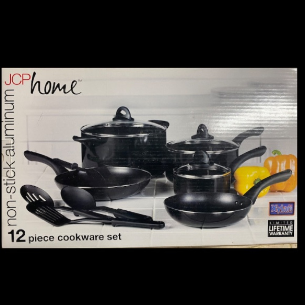12-Pc Aluminum Nonstick Pots And Pans Cookware Set Dishwasher Safe Home Black